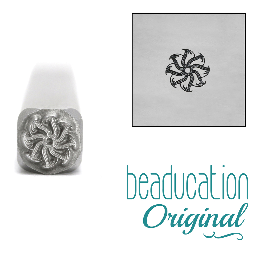 Metal Stamping Tools Pinwheel Flower Metal Design Stamp, 5.2mm - Beaducation Original